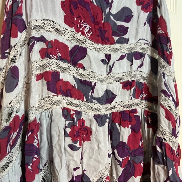 Intimately Free People Voile & Lace Trapeze Slip Dress Size XS Gray Floral - Picture 2 of 5
